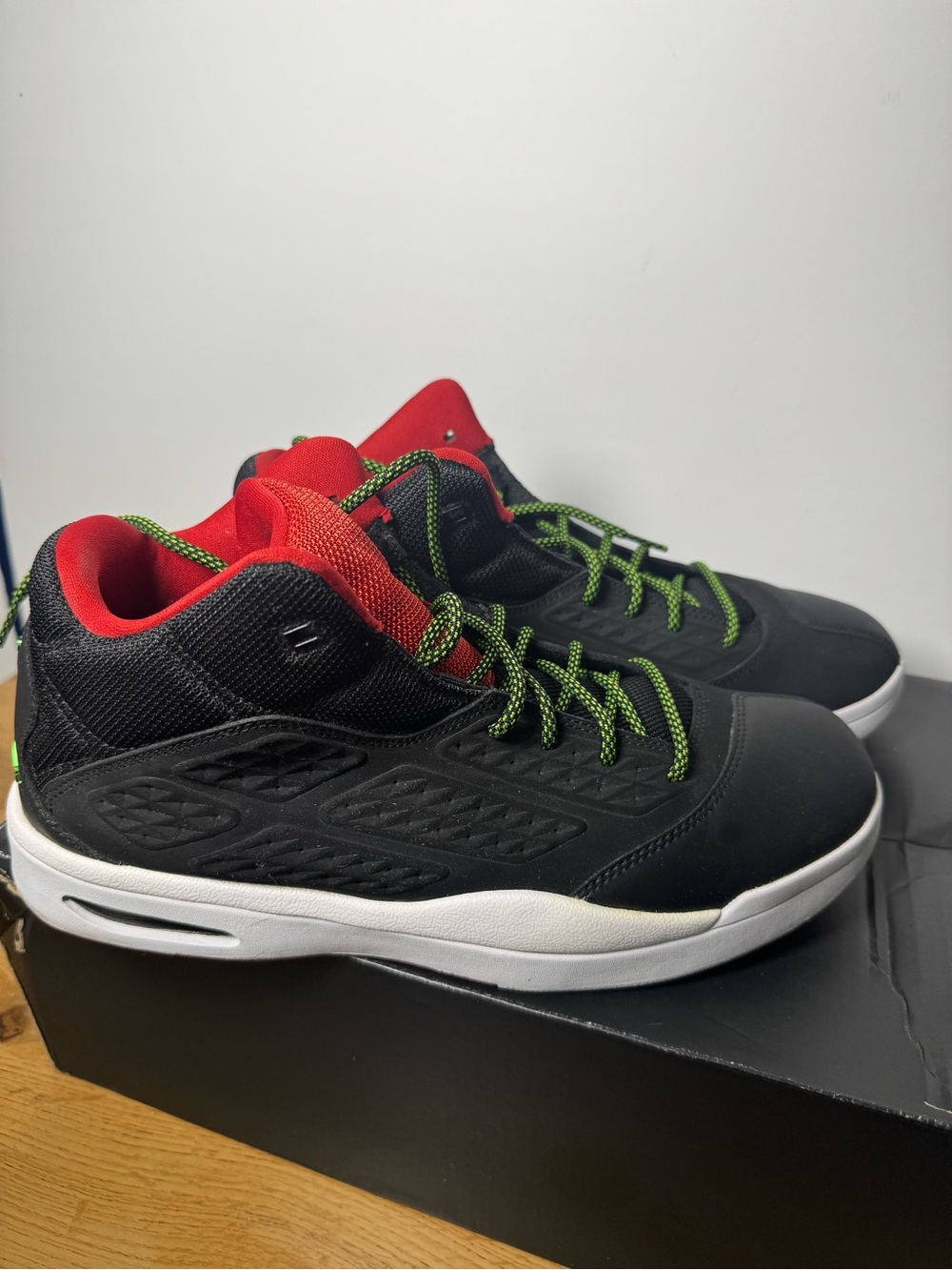 Jordan New School Sneakers Men’s Size 10.5 Box Included Black, Red & Green